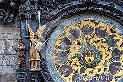 The Prague medieval astronomical clock Stock Photo