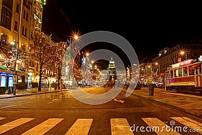 Prague Night Scenery Editorial Stock Photo