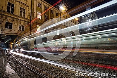 Prague at night Town Bridge Tower Editorial Stock Photo