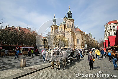 Prague Old Town Square - St Nicholas Church Editorial Stock Photo