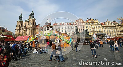 Prague Old Town Square - St Nicholas Church Editorial Stock Photo