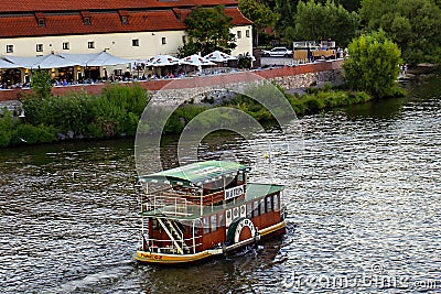 Prague - A pleasure boat for tourists Editorial Stock Photo