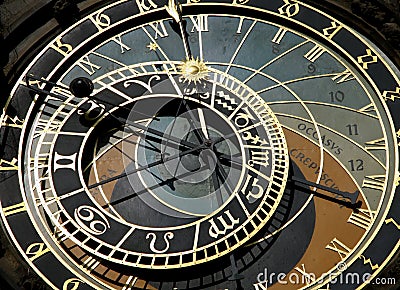 Prague's astronomical clock on Old Town Square Stock Photo