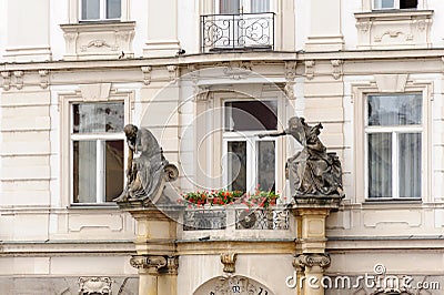 Prague Schier house sculptures Stock Photo