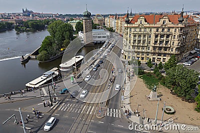 Prague, shot from the terrace of the dancing house. Editorial Stock Photo