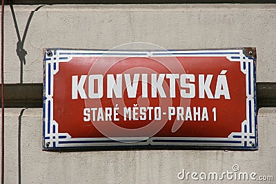 Prague street sign Stock Photo