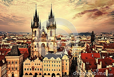 Prague on sunset Stock Photo