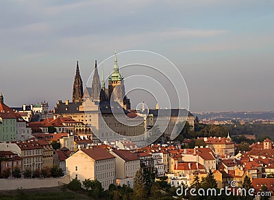 Prague sunset view from above Stock Photo