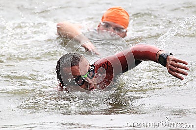 Prague triathlon 2012 - swimming Editorial Stock Photo