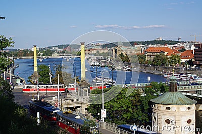 Prague and Vltava Stock Photo