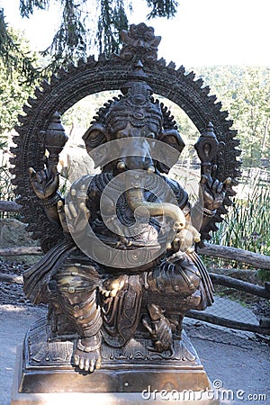 Prague Zoo - Hindu Elephant statue Stock Photo