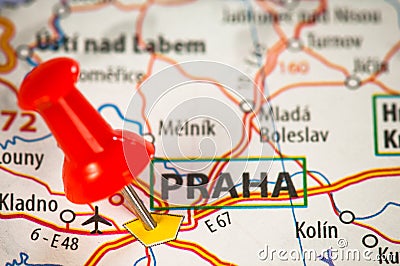 Praha on a map Stock Photo