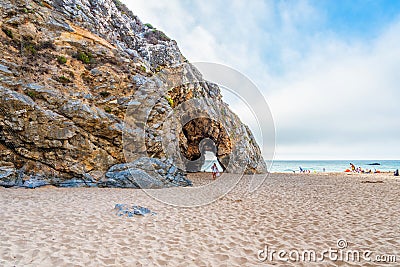 Praia da Adraga in the Natural Park of Sintra-Cascais in Portugal Editorial Stock Photo