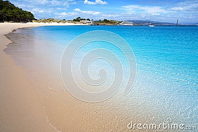 Praia de Rodas beach in islas Cies island Vigo Spain Stock Photo