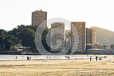 Praia do ItararÃ© beach and Porchat island Editorial Stock Photo