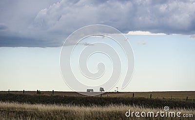 Prairie Barn and Windmill Stock Photo