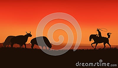 Prairie sunset Vector Illustration