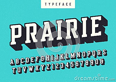 Prairie vector condensed retro typeface, uppercase letters and n Vector Illustration
