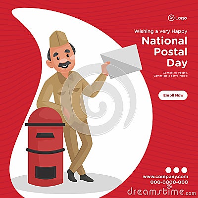 Banner design of national postal day service Vector Illustration