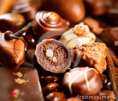 Praline chocolate sweets Stock Photo