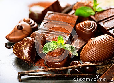 Praline chocolate sweets Stock Photo