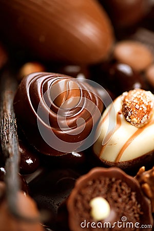 Praline chocolate sweets Stock Photo