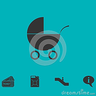 Pram icon flat Vector Illustration