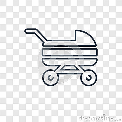 Pram toy concept vector linear icon isolated on transparent back Vector Illustration