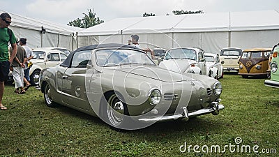 Volkswagen Karmann Ghia Type 14 cabriolet on Jogja VW Festival outdoor stage Editorial Stock Photo