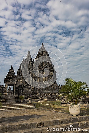Prambanan temple garden Stock Photo