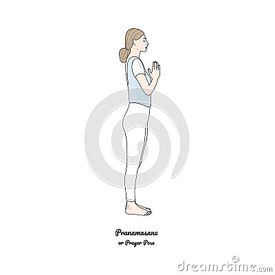 Pranamasana or Prayer Pose. Vector Vector Illustration