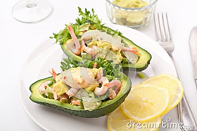 Prawn and Avocado Salad Stock Photo