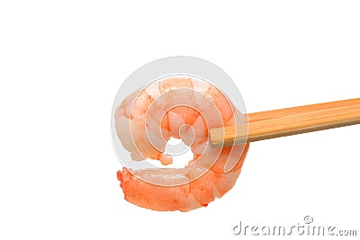 Prawn in chopstick Stock Photo