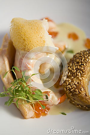 Closeup of delicious prawn dish Stock Photo