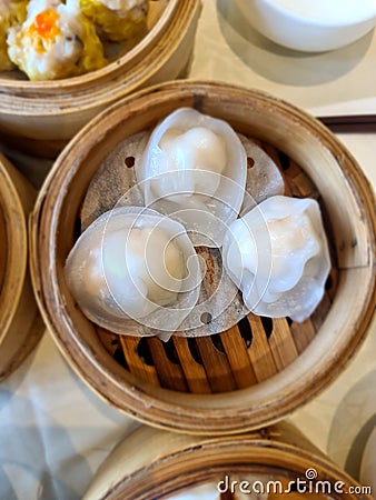 Prawn dumpling in the Cantonese restaurant Stock Photo