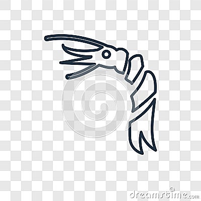 Prawn Facing Left concept vector linear icon isolated on transparent background, Prawn Facing Left concept transparency logo in o Vector Illustration