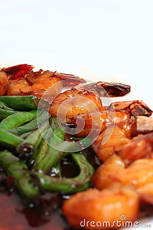 Prawn and Long Beans Stock Photo