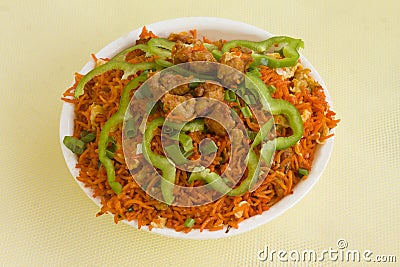 Prawns schezwan rice Stock Photo