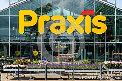 Praxis Store logo sign above the entrance, do it yourself megastore shopping. Editorial Stock Photo