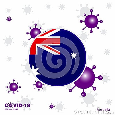 Pray For Australia. COVID-19 Coronavirus Typography Flag. Stay home, Stay Healthy Vector Illustration