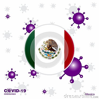 Pray For Mexico. COVID-19 Coronavirus Typography Flag. Stay home, Stay Healthy Vector Illustration