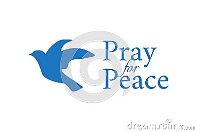 Pray for Peace Logo Icon Isolated with Bird or Dove Stock Photo