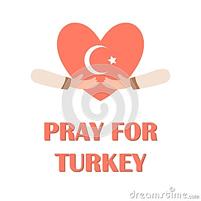 Pray for Turkey. Earthquake in Turkey. Heart in heads Vector Illustration