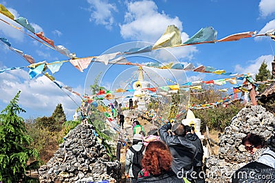 Pray wood decoration, Ethnic minority Village Editorial Stock Photo