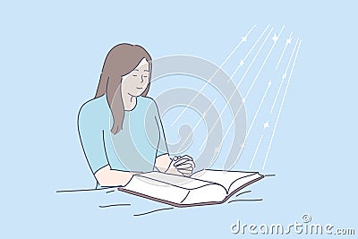 Prayer, blessing, religion, Bible, faith concept Vector Illustration