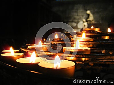 Prayer Candles, Notre-Dame de Paris Stock Photo