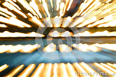 Zoom, blur illuminated candles diminishing perspective Stock Photo