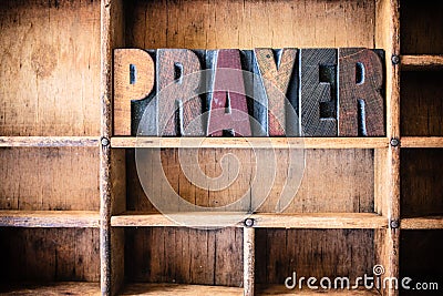 Prayer Concept Wooden Letterpress Theme Stock Photo