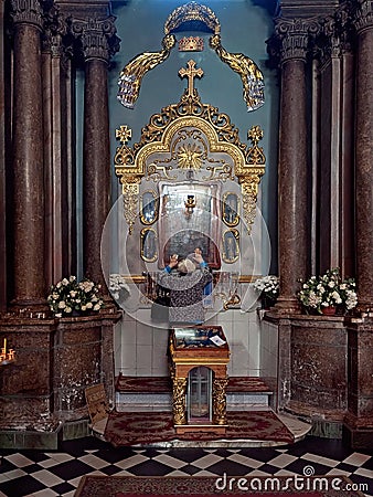 The prayer in the former Armenian cathedral in Ivano- Editorial Stock Photo