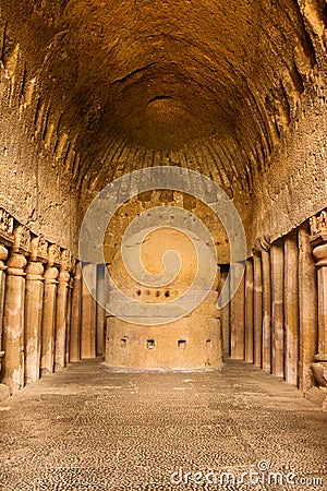 Prayer Hall at Kanheri Caves Stock Photo